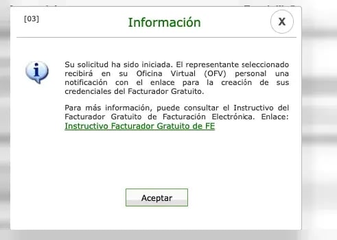 Mensaje de la DGII: su solicitud ha sido iniciada